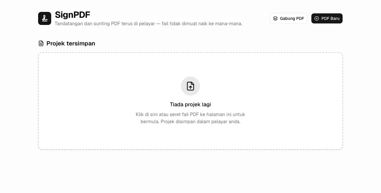 Actual screenshot of SignPDF